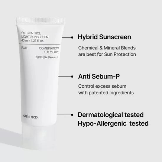 celimax Oil control Sunscreen Cream SPF50 (40ml)