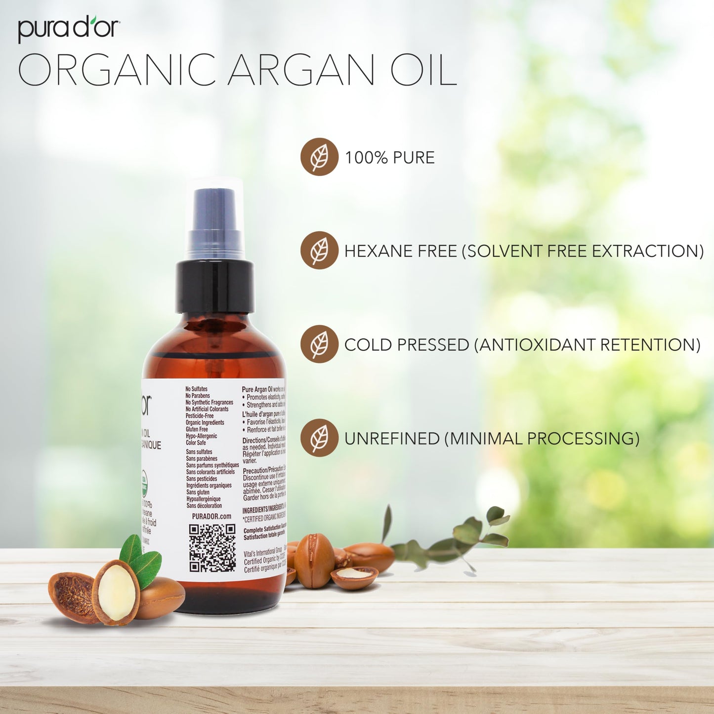 Pura D’or Pure Cold Pressed Organic Argan Oil (118ml)