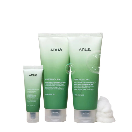 Anua Heartleaf Quercetinol Pore Deep Cleansing Foam (2*150ml) + (1*10ml)