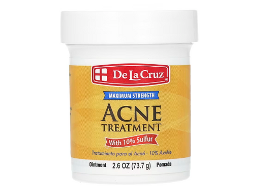 De La Cruz Acne Treatment Ointment with 10% Sulfur Maximum Strength